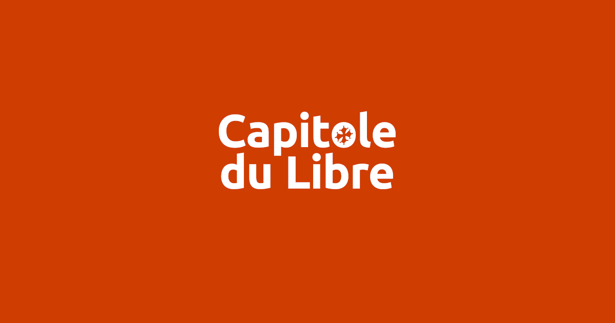 Logo du Capitole du Libre écrit en blanc sur fond orange.