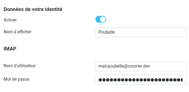 Screenshot of the Identity data section, with pre-filled fields